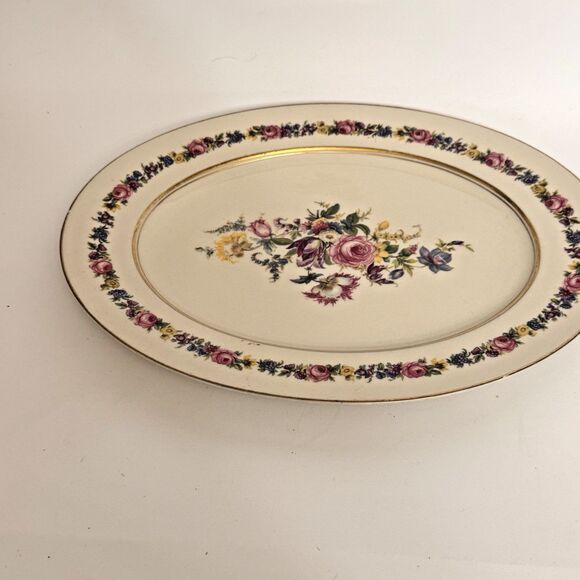 Castleton China Manor Oval Platter 10" – Vintage Floral Gold Trim USA - Picture 6 of 7